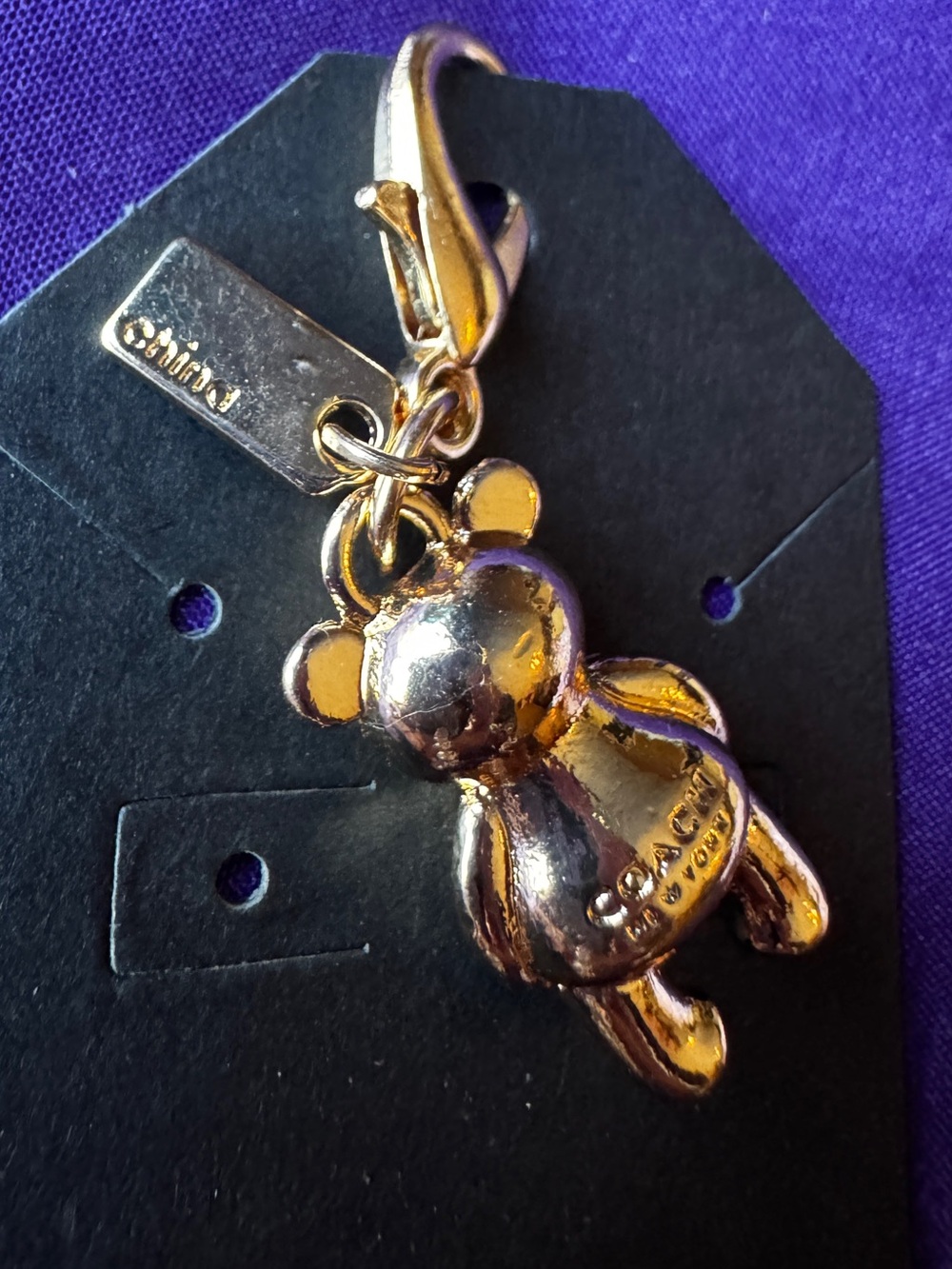 Coach 3D Gold Mini Teddy Bear Bag Charm Keychain EUC - Picture 4 of 12